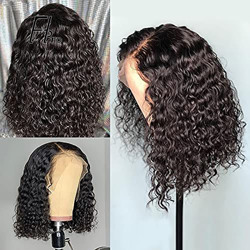 13x6 Front Lace Wig Elastic Band Curly Bob Wig Virgin Hair Wigs